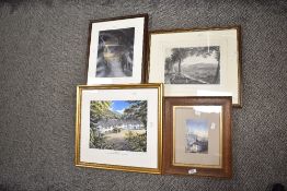 **Local Interest** 19th century etching Kirkby Longsdale churchyard within stepped washline mount