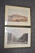 A pair of 19th century lithographs, both within card mounts and gilted black frames under glass,