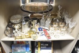 A large quantity of late 19th to 20th-century silver plate, pewter, white metal, glass and brass