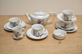 A late 20th-century children's tea set, decorated with illustrations from the classic nursery