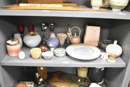 A large quantity of 20th-century studio pottery, to include an Eddis Curtis (born 1953) porcelain