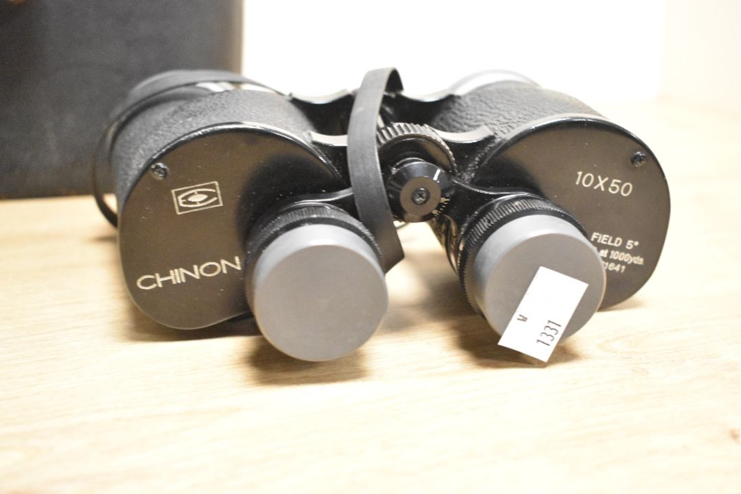 Two 20th-century binoculars, to include a small French Lemaire Paris example and a large Chinon - Image 2 of 3