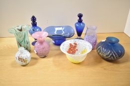 A group of 20th century art glass to include a Caithness glass tumbler having distinctive purple and