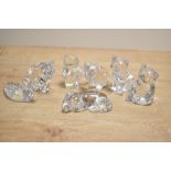 A collection of seven 20th century German Princess House Lead Crystal animal figurines/paperweights,