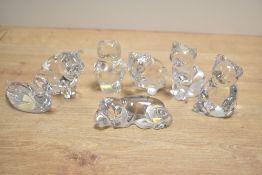 A collection of seven 20th century German Princess House Lead Crystal animal figurines/paperweights,