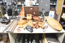 A quantity of 20th-century sundry woodwork, to include a selection of hand carved African Art,