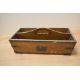 A Victorian oak cutlery caddy with metal hardware, having an initialled front plaque reading ‘KH’ in - Image 2 of 5