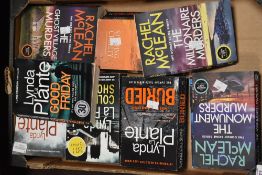 Two boxes of modern books to include titles, Rachael Mclean 'The Millionaire Muders' and Lynda La