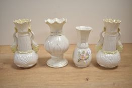 A quantity of 20th-century Irish Belleek Fine China, to include a small Lotus Blossom Spill vase;