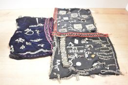 Three 19th-century to early 20th-century presumed Yemeni hand crafted widows headdresses, adorned