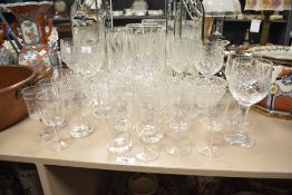 A large quantity of 20th-century crystal cut glassware, to include three footed pedestal bowls; a
