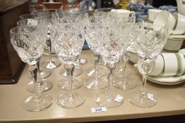 Fifteen mid 20th century Whitefriars 'Garland Pattern' cut glass lead crystal wine glasses.