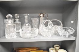 A large quantity of 20th-century crystal cut glassware, to include three decanters; a large bowl;