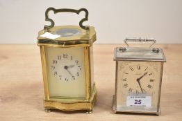 Two late 19th to 20th-century carriage clocks, to include a Swiss Imhof 8-day example and a French