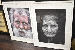 After Akhter (contemporary) a pair of limited edition photographic prints, close up portraits the
