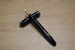 A Conway Stewart 28 lever fill fountain pen in Blue with single narrow cap band having Voss 14CT