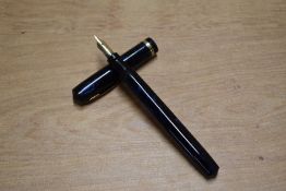 A Weidlich lever fill fountain pen in Blue Marble with a wide band to cap having Weidlich Cincinatti