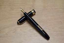A Conway Stewart 27 lever fill fountain pen in Black with broad band having Conway Stewart 14CT Gold