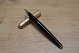 A Parker 65 Consort converter fill fountain pen in black (double jewelled) with rolled gold cap