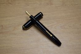 A Relief No12 lever fill fountain pen in Black with a single cap band having Relief 14CT 2 Made in