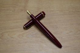 A Parker Victory MkV aerometric fill fountain pen in Red with narrow decorative cap band having