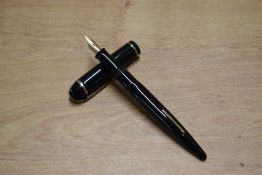 A Wahl Eversharp Skyline lever fill fountain pen in Dark Blue with single cap band having