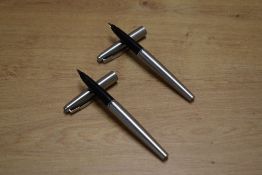 Two Parker 45 Cartridge / Converter fill fountain pens in Flighter Steel