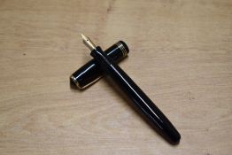 A Parker Challenger Deluxe Standard button fill fountain pen in Black with three narrow cap bands
