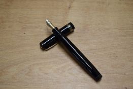 A Mabie Todd & Co Swan Leverless 1060 twist fill fountain pen in black with three narrow cap bands