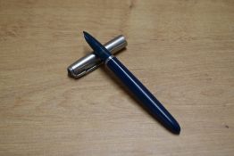 A Parker 51 aerometric fill fountain pen in Teal with lustreloy cap