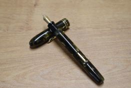A Conklin Endura lever fill fountain pen in Green Marble with two narrow cap bands having Conklin