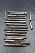 A collection of hallmarked Silver broken mechanical pencil parts. 290g