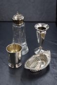 A Victorian silver fluted vase, having a flared rim with canted body, raised on a circular step
