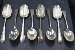 A set of eight George V silver Old English pattern spoons, marks for Sheffield 1927, maker