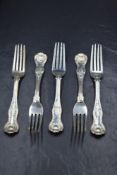 A group of five Victorian silver Queen's pattern forks, marks for London 1855, maker Chawner &