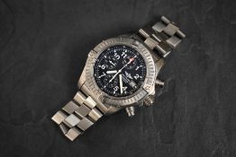 A Breitling Chronograph Avenger chronometer wristwatch, the black dial having Arabic numerals, three