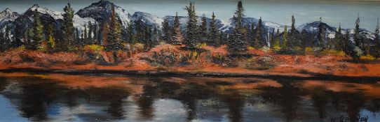 N Gagnon (20th Century) Oil on board, an impasto winter lake scene, signed lower right, within