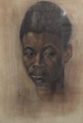 20th Century charcoal / pastel portrait depicting a Congolese man, signed indistinctively to lower
