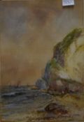 F Ramus (19th Century) A pair of watercolours, depicting a rocky coastline with beach combers,