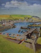 H Broadrick (20th Century) Watercolour 'Portpatrick' a vibrant depiction of the of Scottish costal