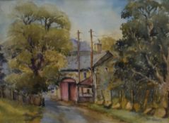 Tom Sykes (British 20th century) Watercolour 'A Quiet Corner Thorpe in the Hollow, Wharfdale',