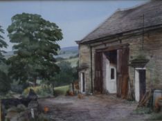 Valerie Wright (British Contemporary) Watercolour 'The Old Barn, Wayho (Thurton-Entwistle), a