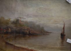 Hurne Nisbet (19th Century) Oil on board, costal maritime scene, signed and dated (1884) to lower