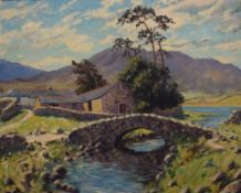 Local interest* Ernest Knight (British 1915-1995) oil on canvas 'Watendlath, Derwentwater' a vibrant