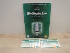 2003 Worthington Cup Final Programme with two tickets, Block M12 Row 3 Seat 16 & Seat 17