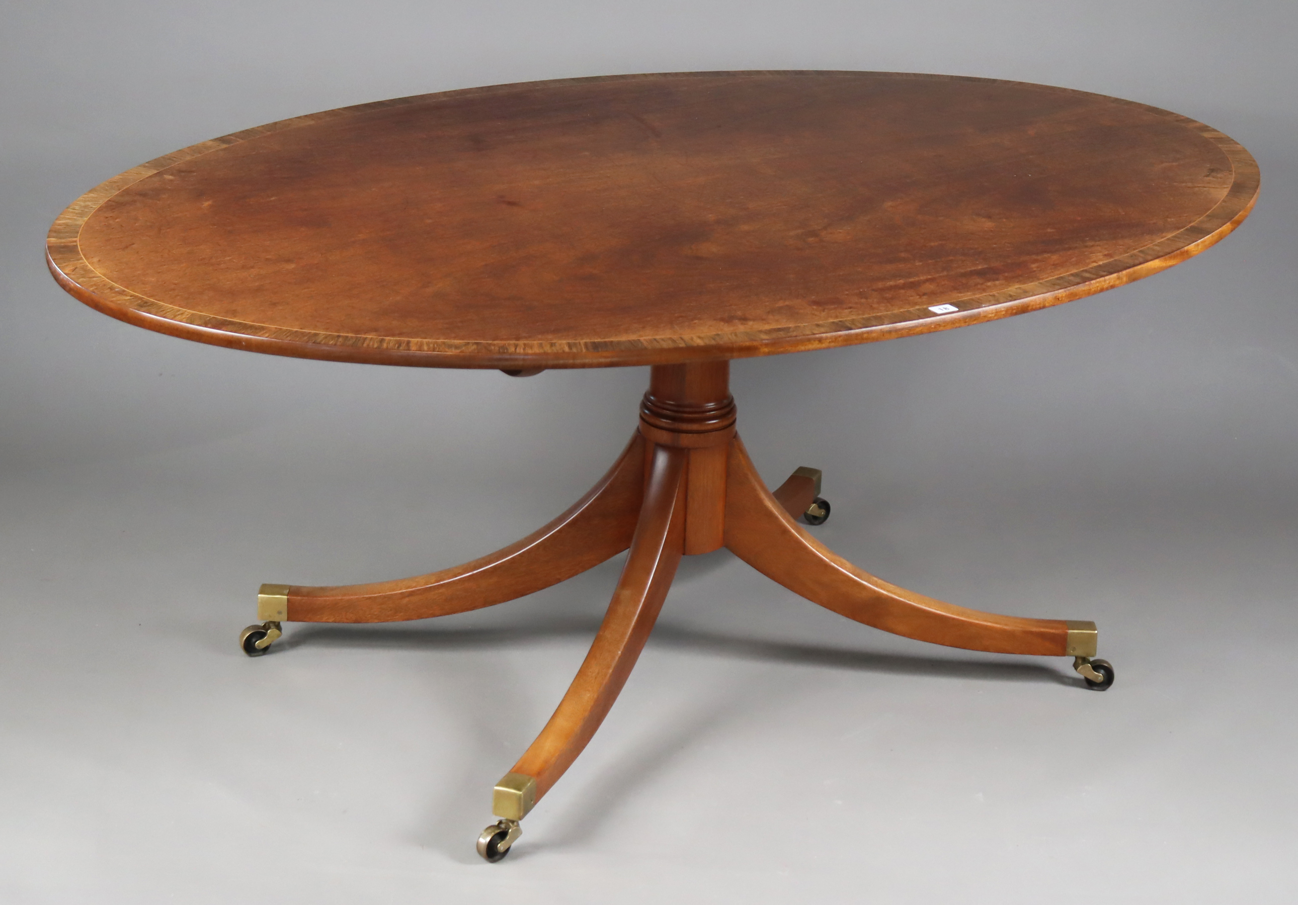 An R & R Starling of Upton Cheyney, Bristol 19th century-style inlaid-mahogany pedestal dining table