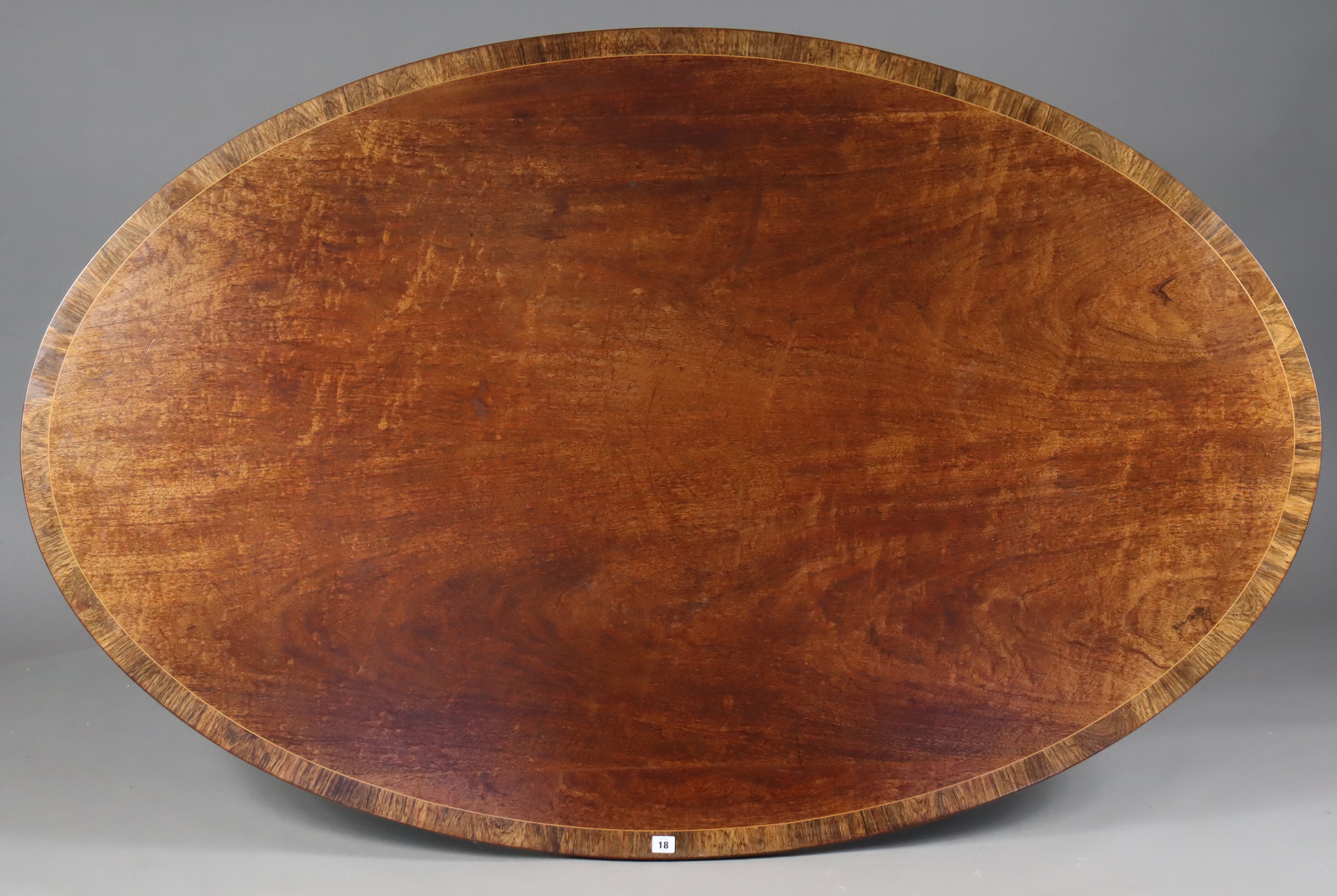 An R & R Starling of Upton Cheyney, Bristol 19th century-style inlaid-mahogany pedestal dining table - Image 3 of 5