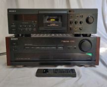Sony TC-KA6ES Tape Deck and Sony TA-F707ES Amplifier -supplied with RM-S703 remote control which