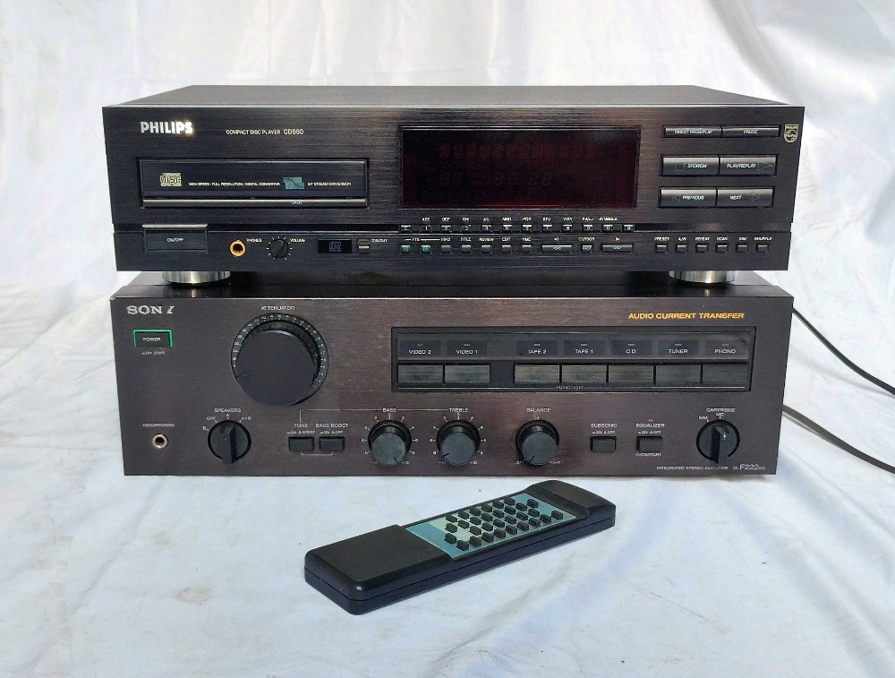 Philips CD 850 CD Player and Sony TA-F222ES Amplifier - CD player comes with remote.
