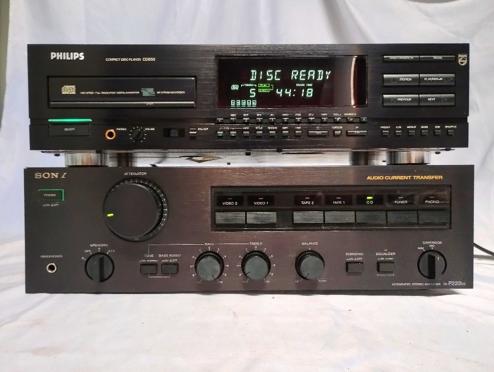 Philips CD 850 CD Player and Sony TA-F222ES Amplifier - CD player comes with remote. - Image 2 of 6